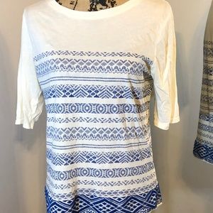 J. Crew Printed Embroidered Stripe Top